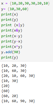 Set operations example